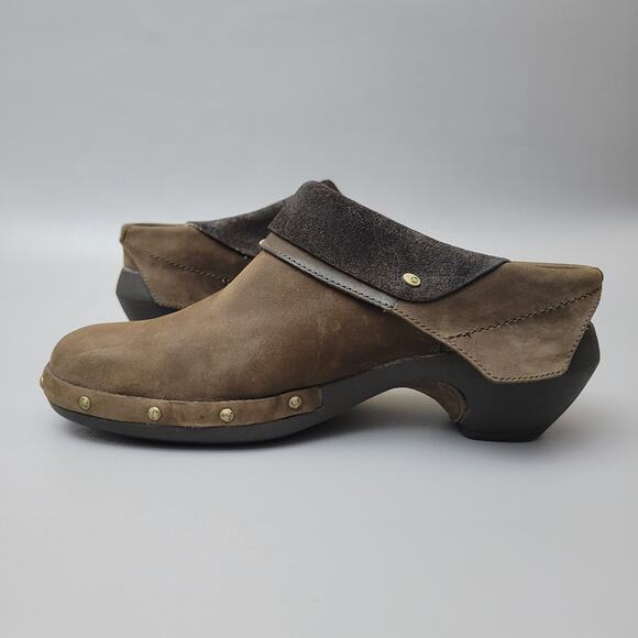 Merrell Womens 8.5 Clogs Mules Luxe Wrap Bitter Chocolate Brown Leather Shoes - Picture 3 of 13
